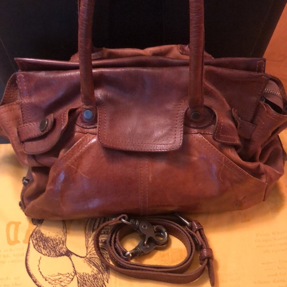 Frye Brown Leather Bag/Satchel 
13"wide x 6"deep across bottom x 10" high - Picture 6 of 16
